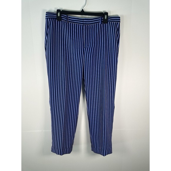 Banana Republic Pants - Banana Republic Ryan Fit Striped Dress Pants Straight Navy Blue White Size 10
